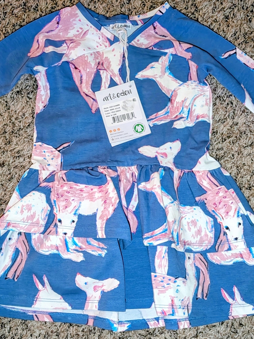 Art & Eden Blue Dress with Deer Print